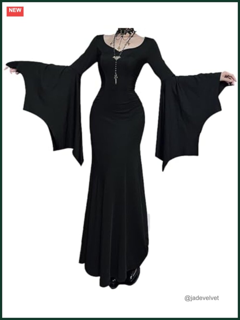 Gothic Victorian Maxi Dress V-Neck Long Flare Sleeve Slim Fit Evening